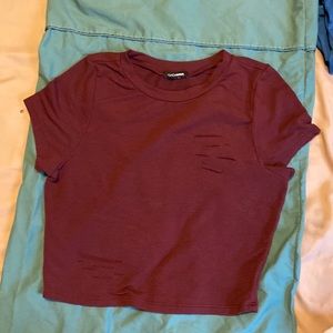 fashionNova maroon crop top sz sm